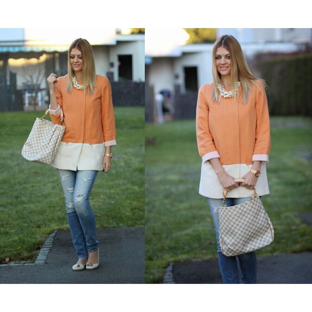 Zara Basic Size XS Jacket Linen Blend Orange Oversized Midi Long Sleeve‎ Women’s